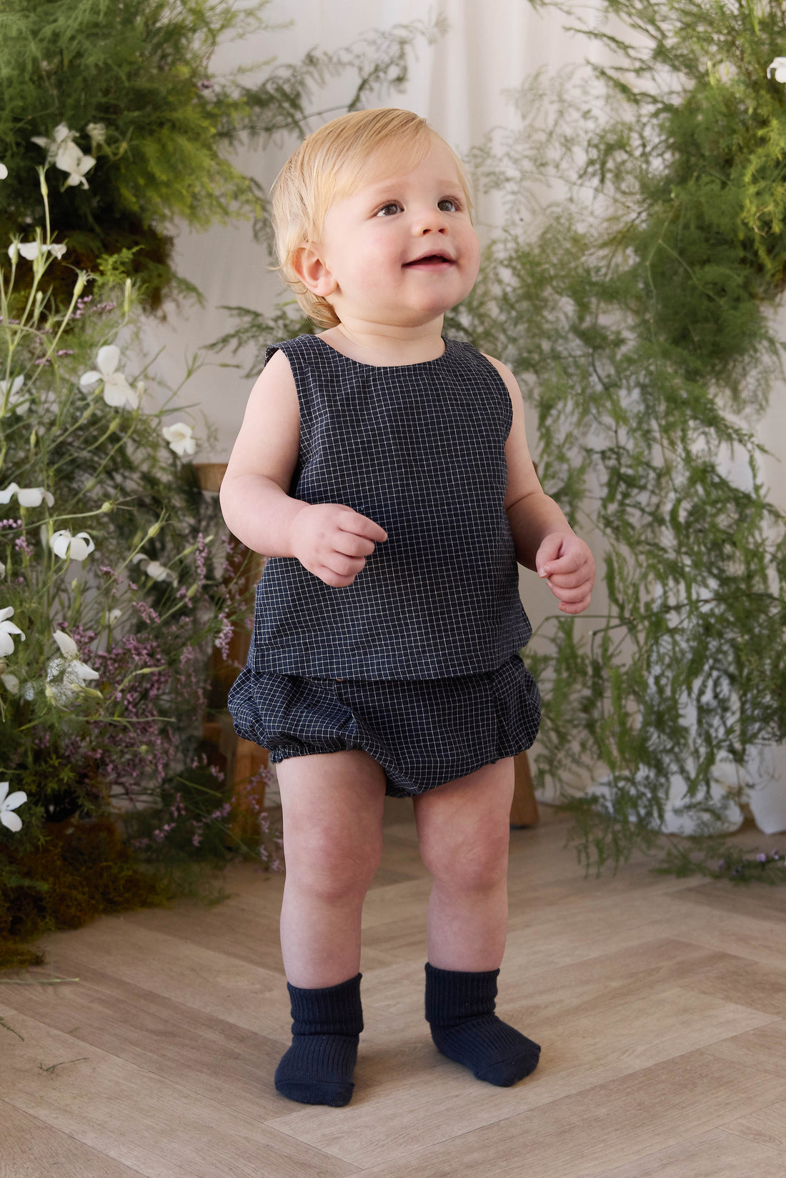 Organic Cotton Winslow Top - Eclipse Grid Childrens Top from Jamie Kay USA