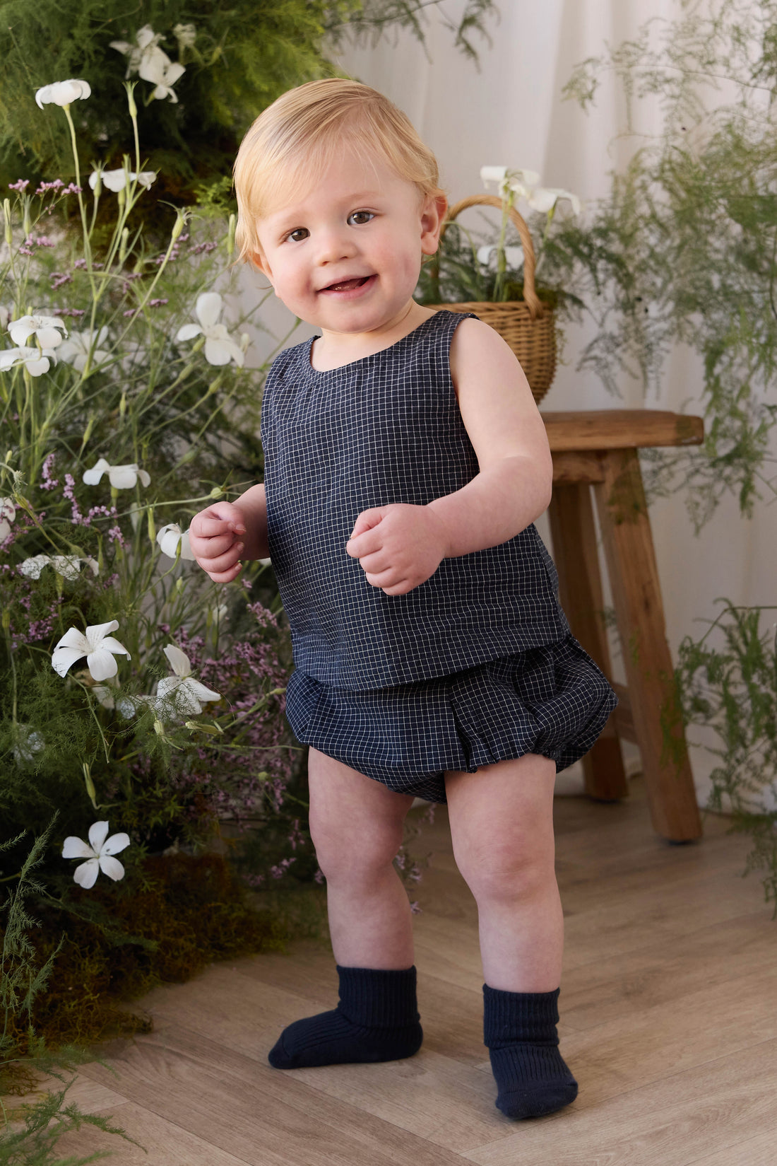 Organic Cotton Winslow Top - Eclipse Grid Childrens Top from Jamie Kay USA