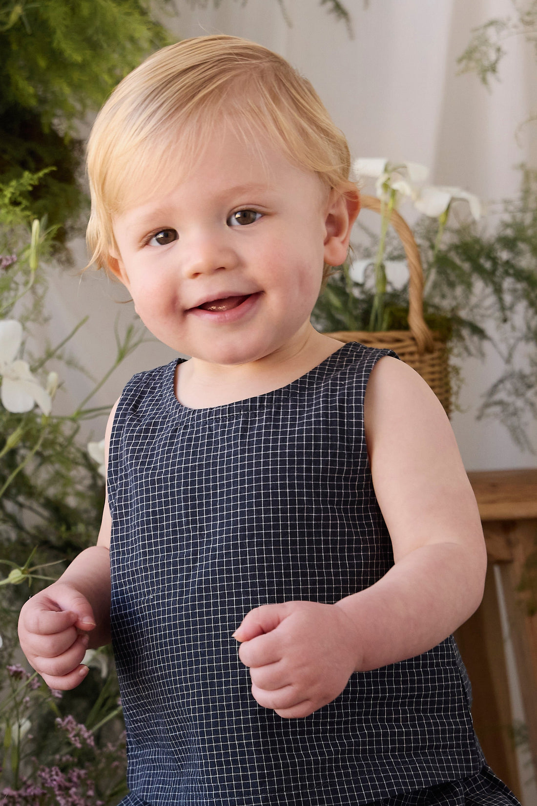 Organic Cotton Winslow Top - Eclipse Grid Childrens Top from Jamie Kay USA