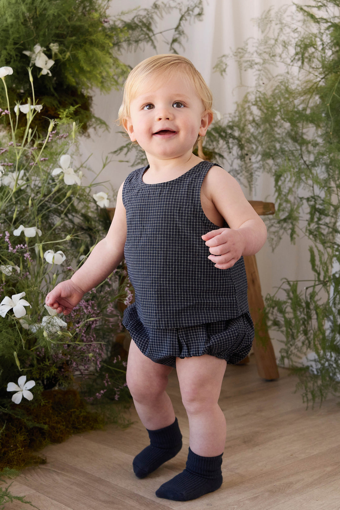 Organic Cotton Eliane Bloomer - Eclipse Grid Childrens Bloomer from Jamie Kay USA