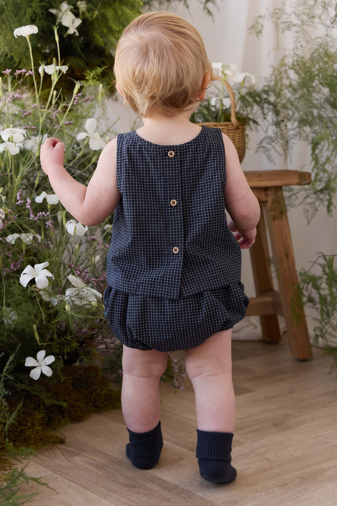 Organic Cotton Eliane Bloomer - Eclipse Grid Childrens Bloomer from Jamie Kay USA