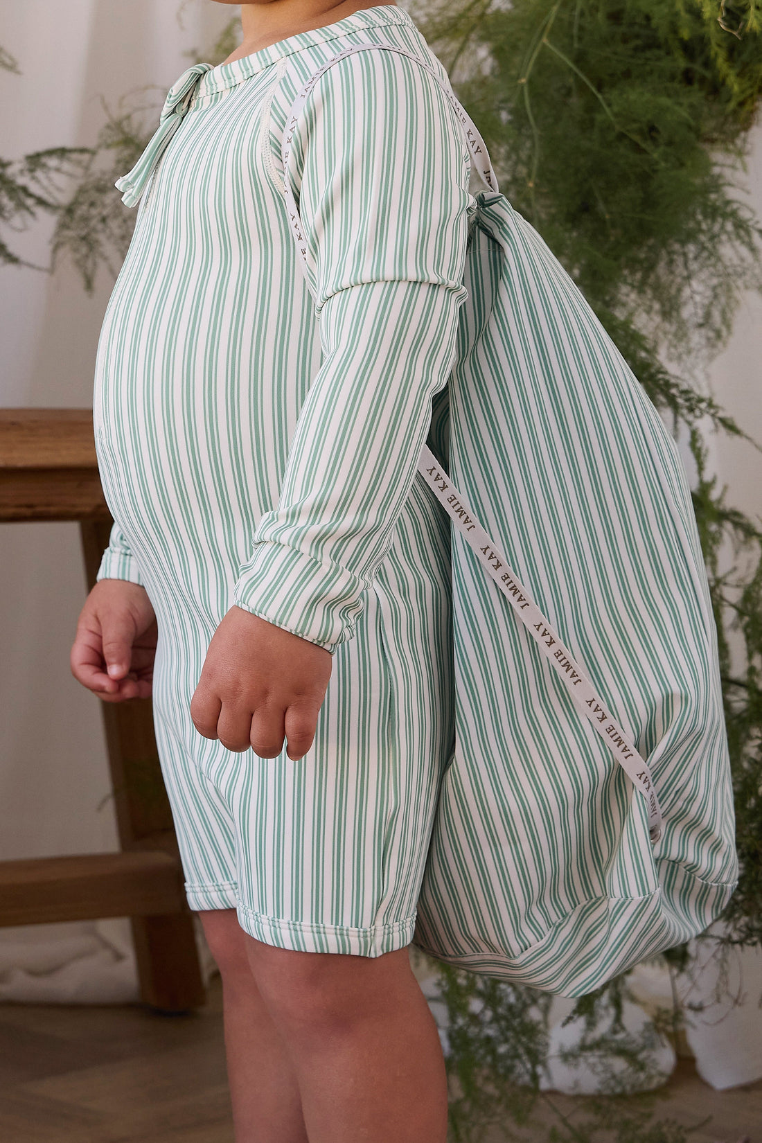 Jamie Kay Swim Bag - Variegated Stripe Snow Pea Childrens Bag from Jamie Kay USA