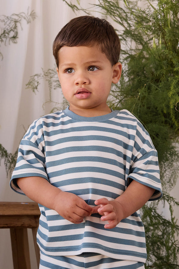 Pima Cotton Edward Tee - Essential Stripe Cloud/Honolulu Childrens Top from Jamie Kay USA