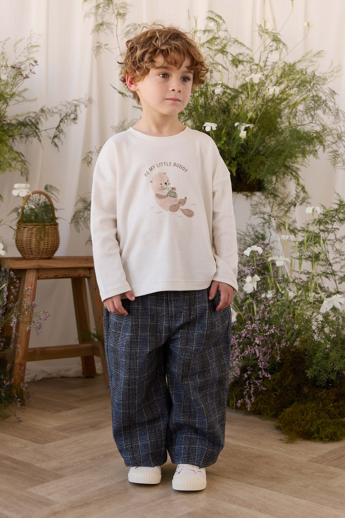 Pima Cotton Edward Long Sleeve Top - Otter Buddy Cloud Childrens Top from Jamie Kay USA