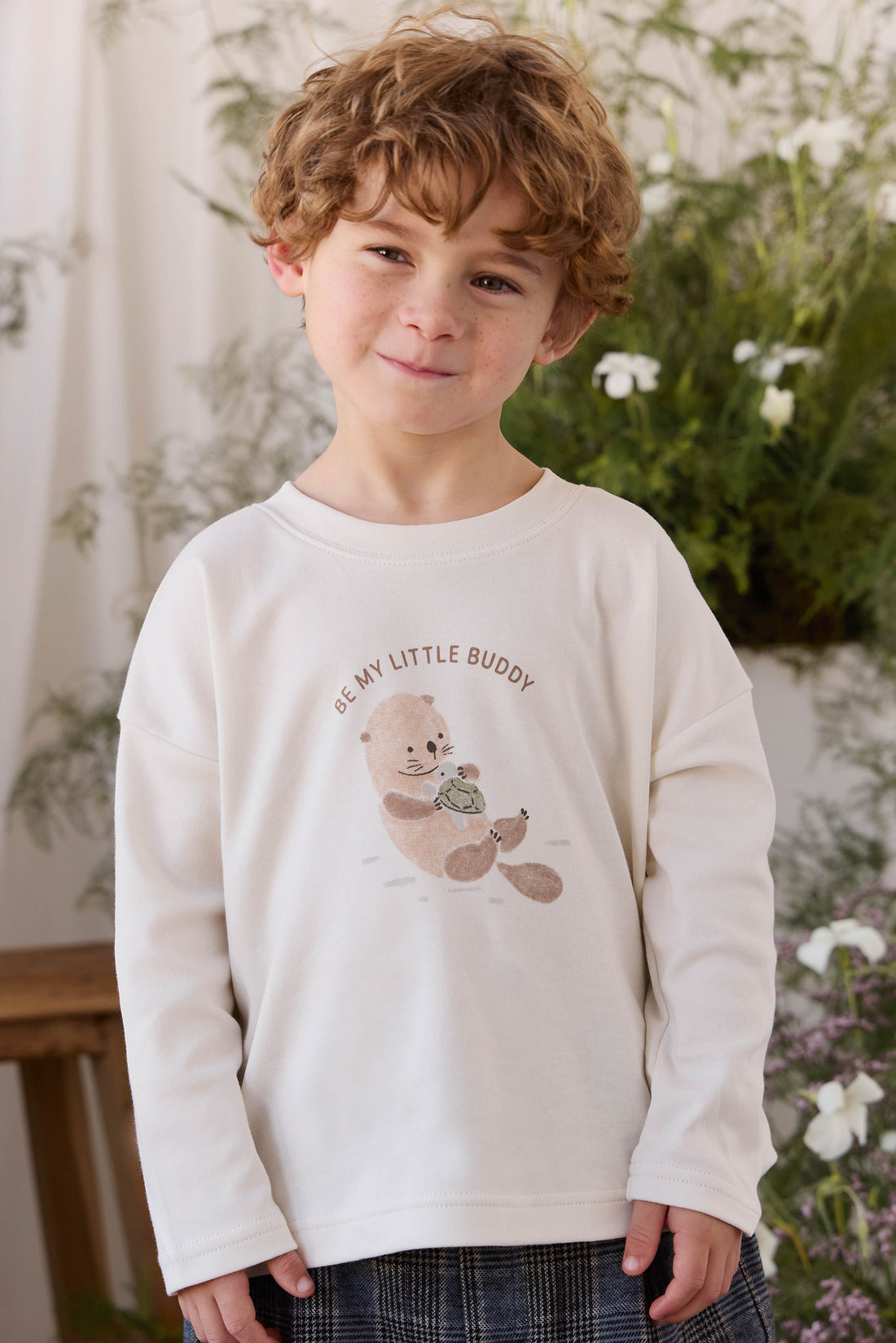 Pima Cotton Edward Long Sleeve Top - Otter Buddy Cloud Childrens Top from Jamie Kay USA