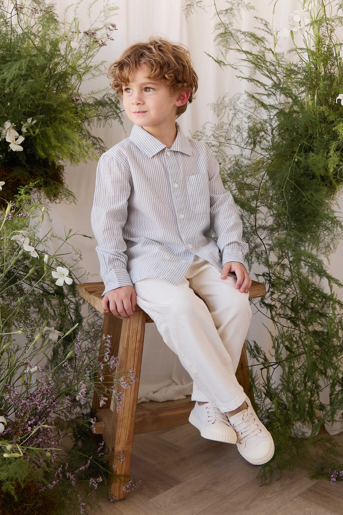 Organic Cotton Isaiah Shirt - Harbour Stripe Childrens Top from Jamie Kay USA