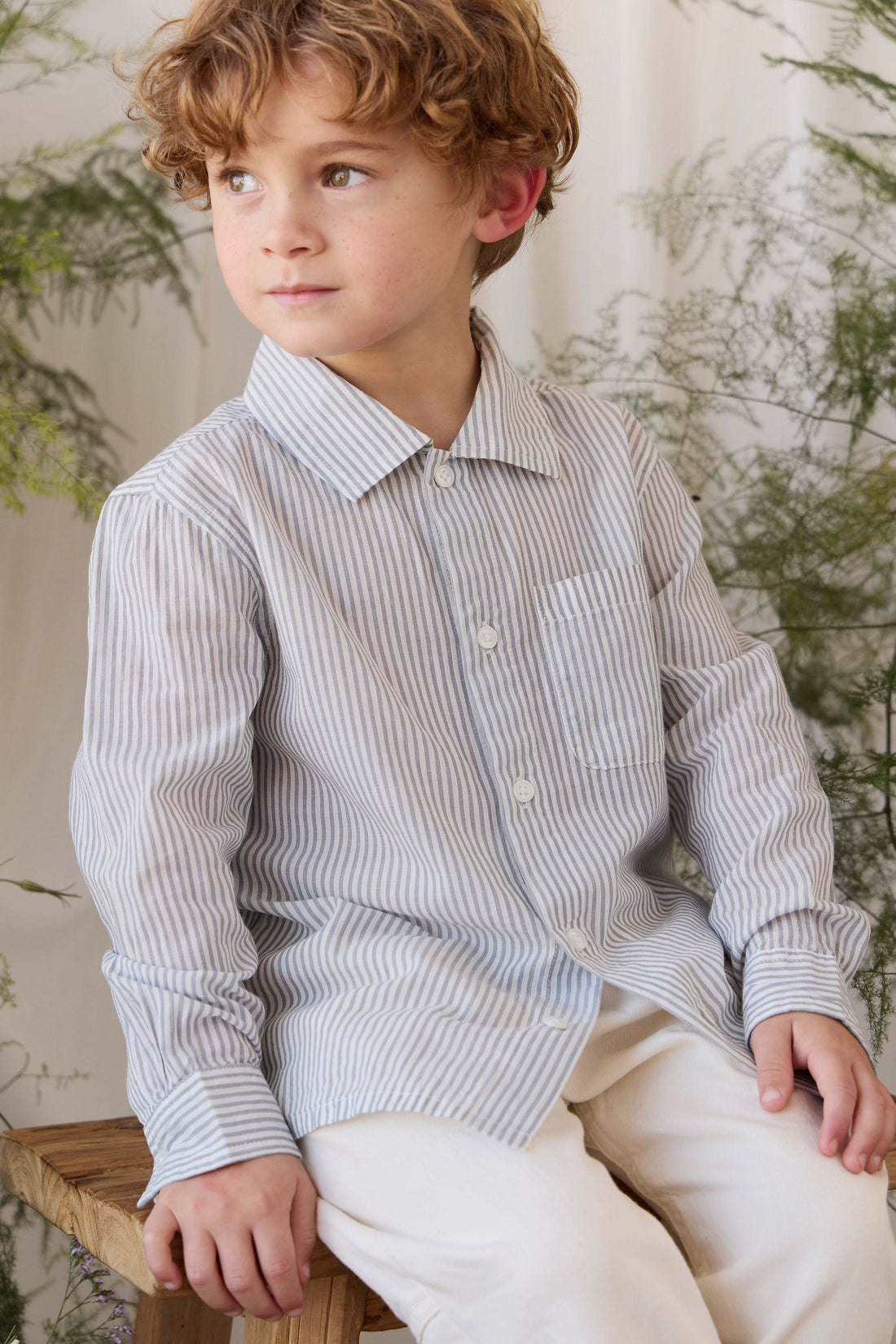 Organic Cotton Isaiah Shirt - Harbour Stripe Childrens Top from Jamie Kay USA