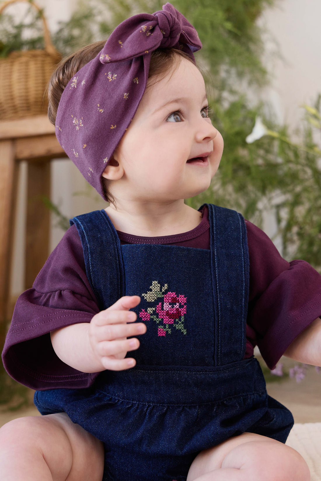 Calianna Playsuit - Deep Sea Denim Orchid Rose Childrens Playsuit from Jamie Kay USA