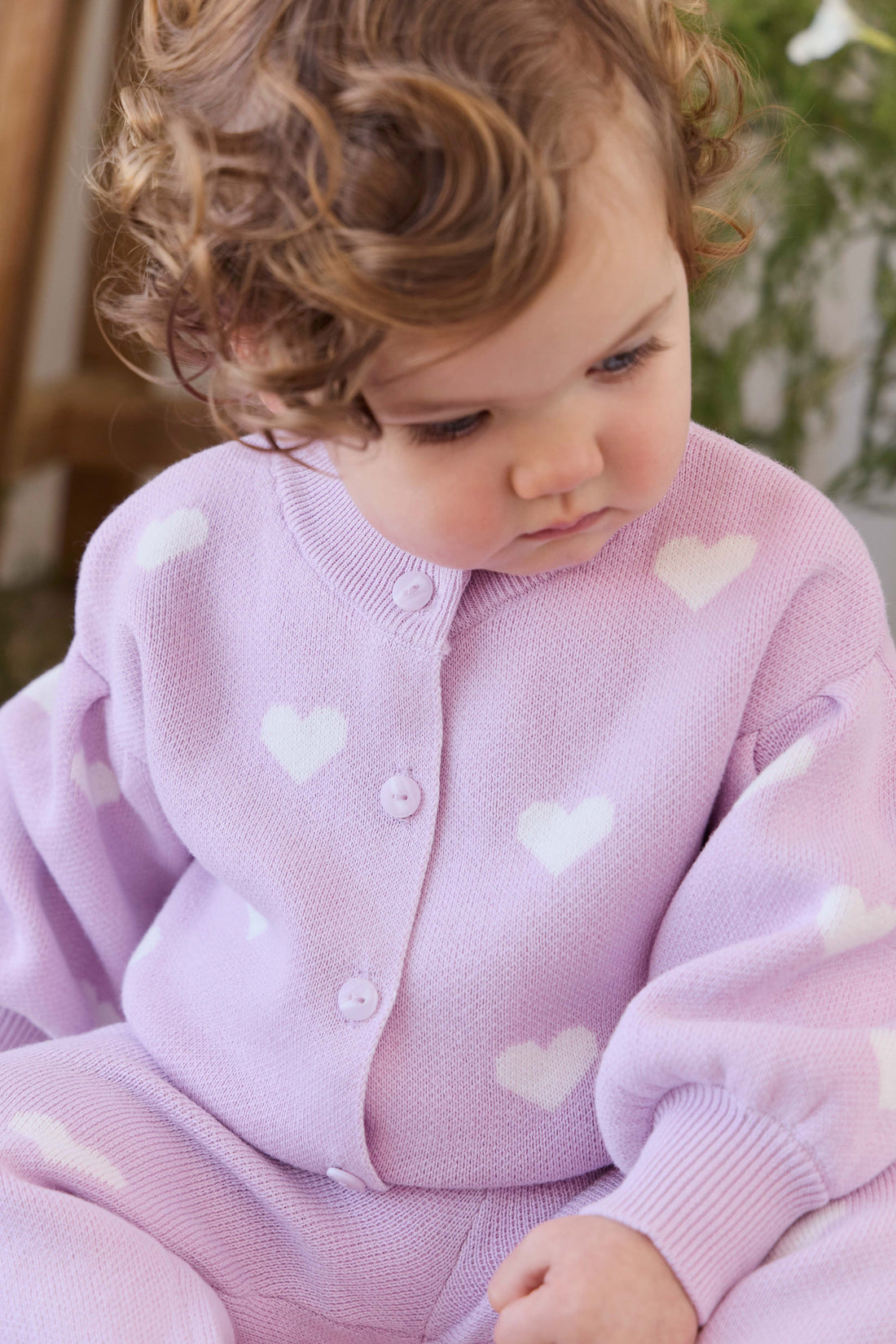 Kayla Cardigan - Kayla Heart Jacquard Orchid Dream Childrens Cardigan from Jamie Kay USA