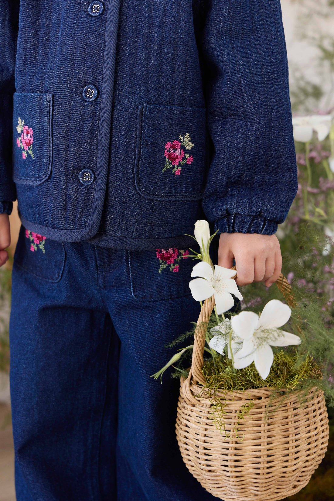 Gracen Jacket - Deep Sea Denim Orchid Rose Childrens Jacket from Jamie Kay USA