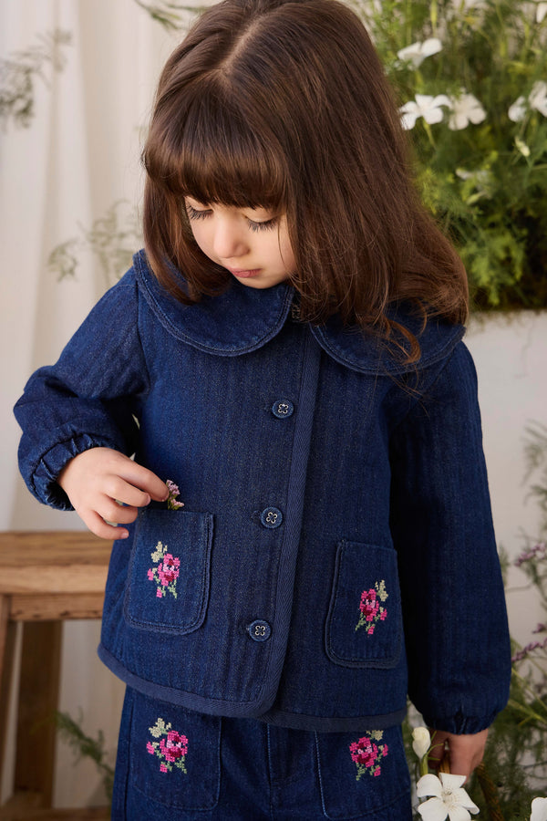 Gracen Jacket - Deep Sea Denim Orchid Rose Childrens Jacket from Jamie Kay USA