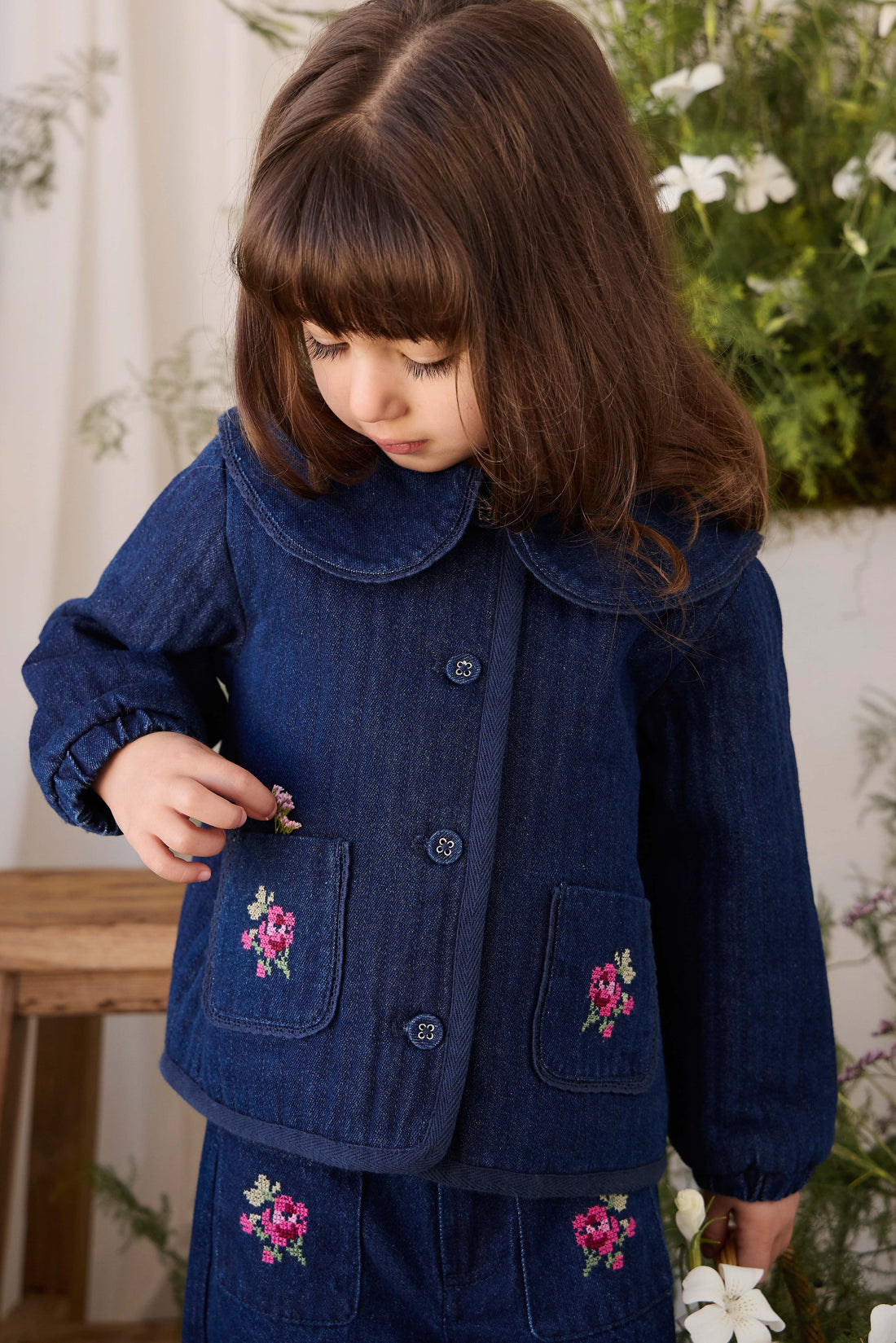 Gracen Jacket - Deep Sea Denim Orchid Rose Childrens Jacket from Jamie Kay USA