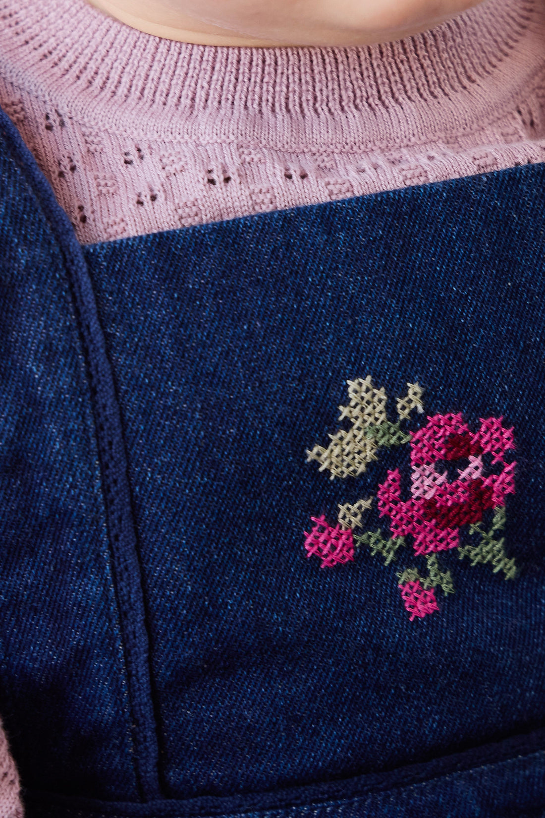 Maylah Overall - Deep Sea Denim Orchid Rose Childrens Overall from Jamie Kay USA
