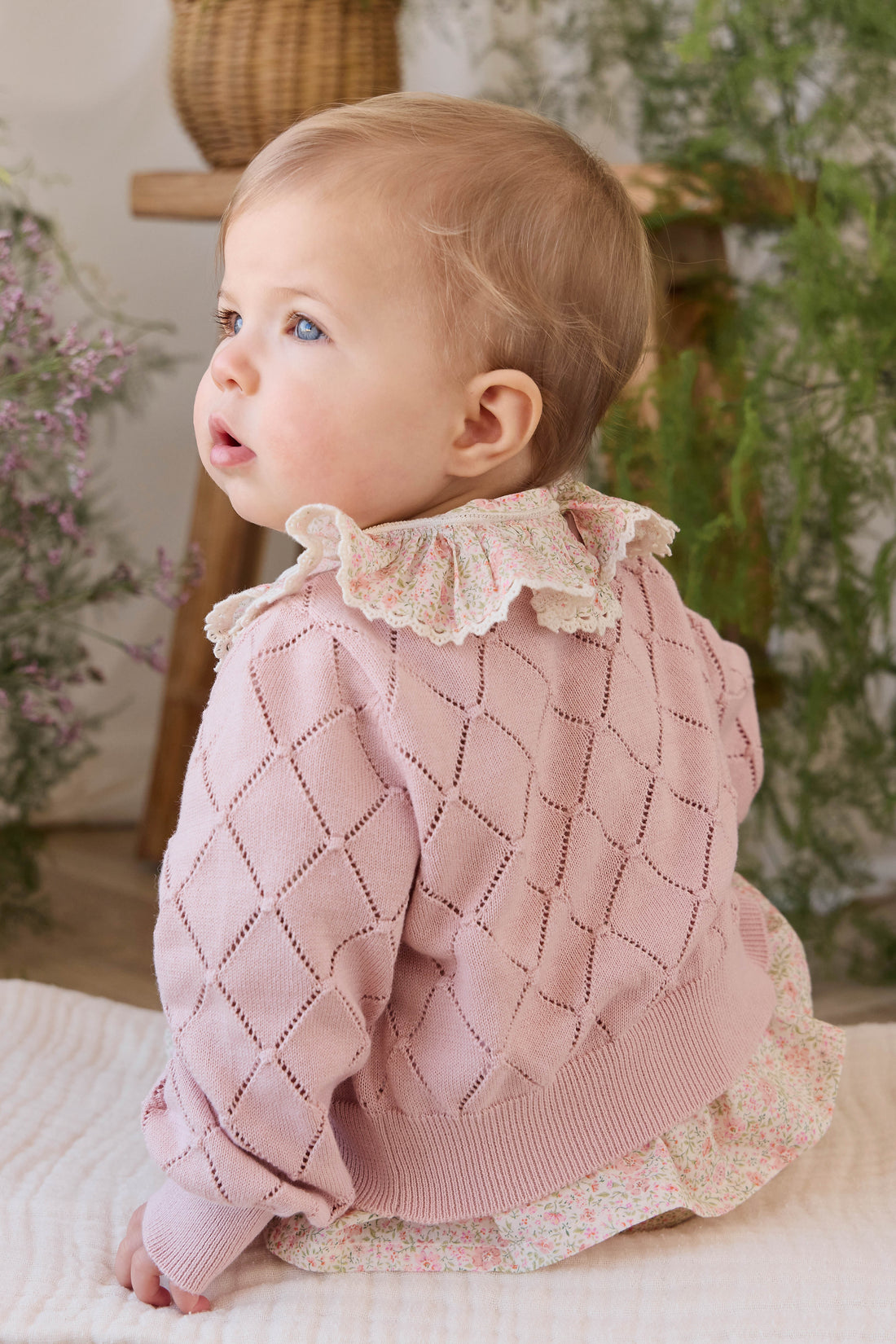 Lilah Cardigan - Shell Pink Childrens Cardigan from Jamie Kay USA