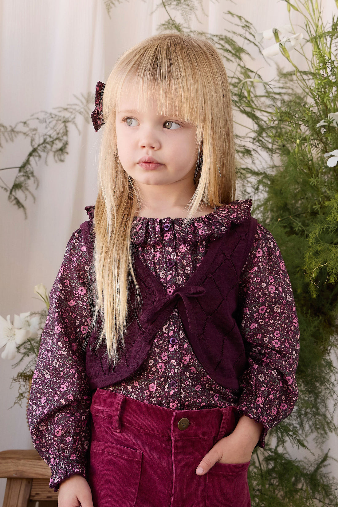Lilah Knitted Vest - Fig Childrens Vest from Jamie Kay USA