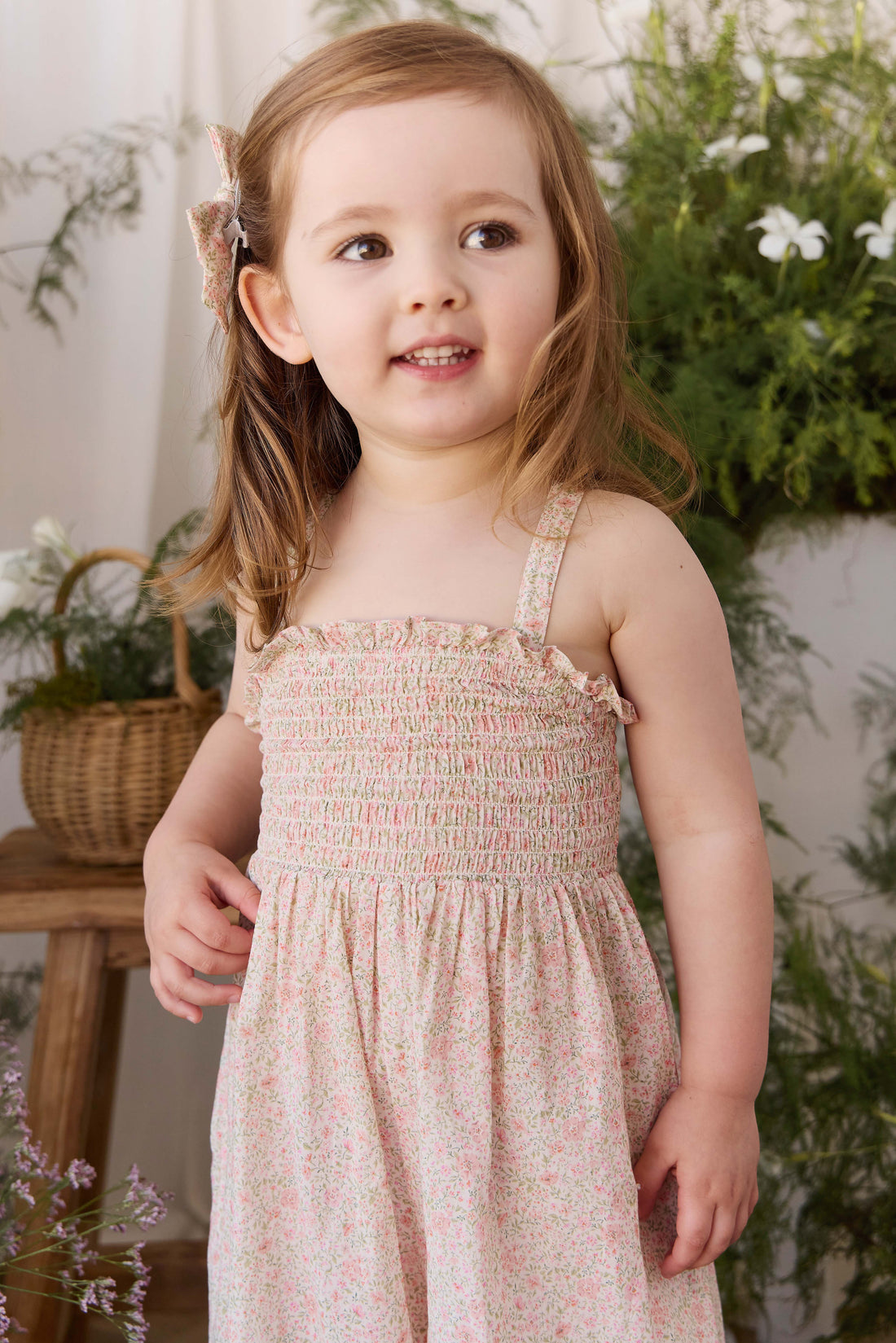 Organic Cotton Arabella Jumpsuit - Flora Pink Childrens Onepiece from Jamie Kay USA