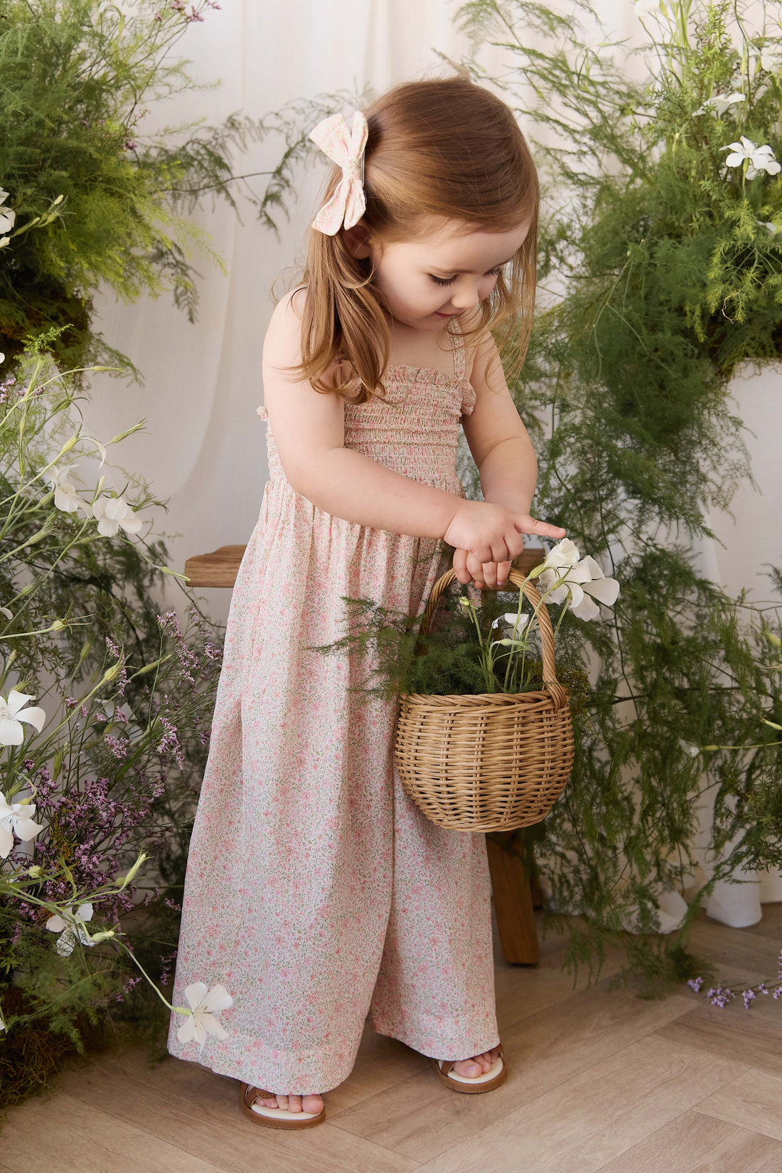Organic Cotton Arabella Jumpsuit - Flora Pink Childrens Onepiece from Jamie Kay USA
