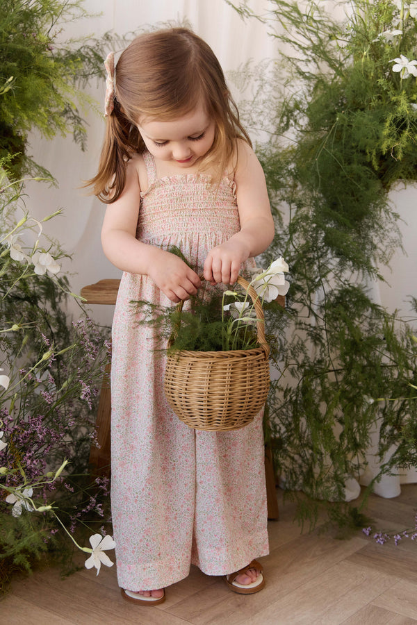 Organic Cotton Arabella Jumpsuit - Flora Pink Childrens Onepiece from Jamie Kay USA