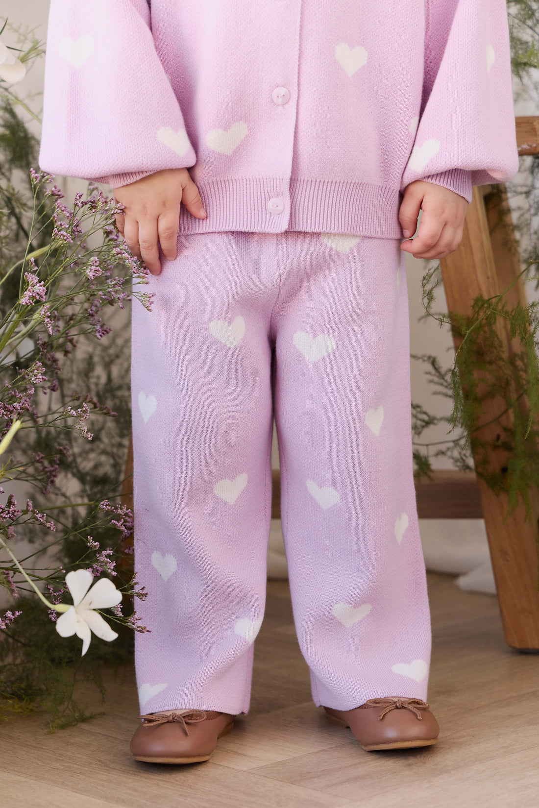Kayla Pant - Kayla Heart Jacquard Orchid Dream Childrens Pants from Jamie Kay USA
