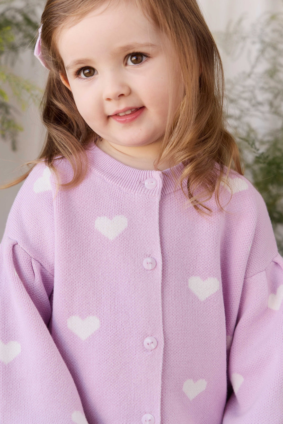 Kayla Cardigan - Kayla Heart Jacquard Orchid Dream Childrens Cardigan from Jamie Kay USA