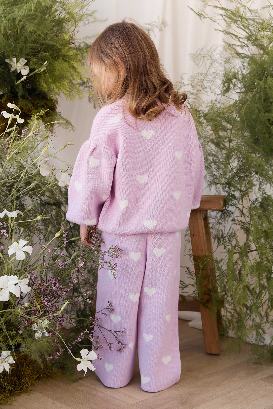 Kayla Cardigan - Kayla Heart Jacquard Orchid Dream Childrens Cardigan from Jamie Kay USA