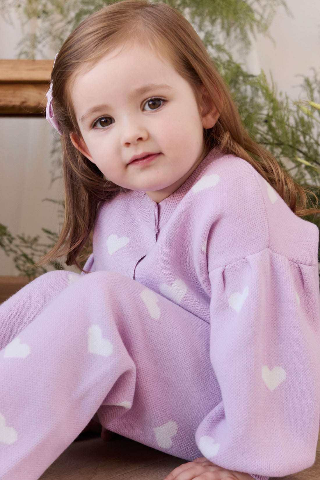 Kayla Cardigan - Kayla Heart Jacquard Orchid Dream Childrens Cardigan from Jamie Kay USA