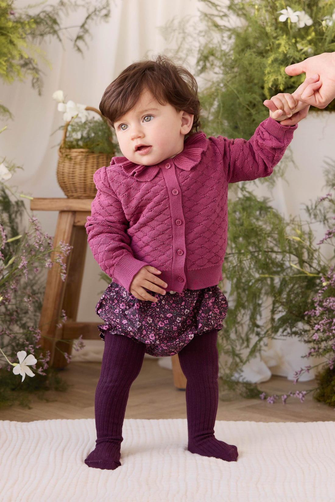 Alison Cardigan - Raspberry Wine Childrens Cardigan from Jamie Kay USA