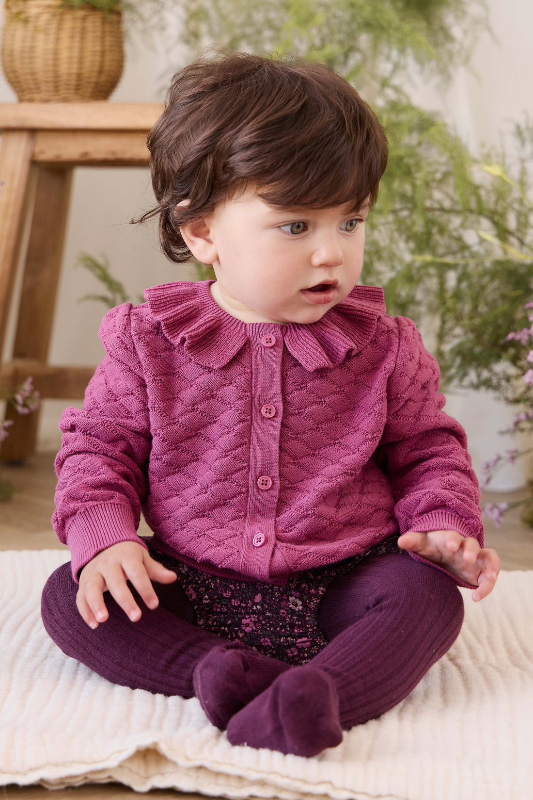 Alison Cardigan - Raspberry Wine Childrens Cardigan from Jamie Kay USA