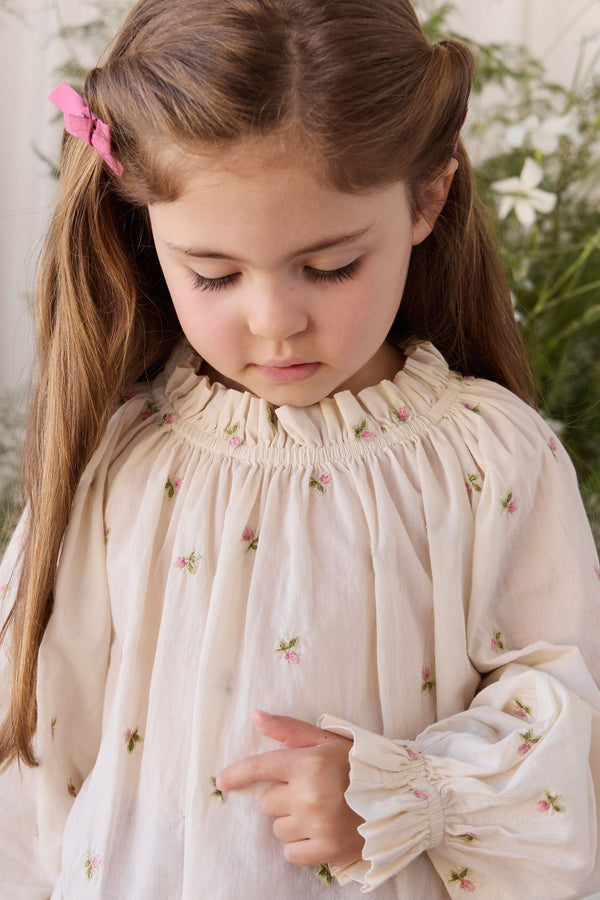 Organic Cotton Acacia Blouse - Rosebud Egret Childrens Top from Jamie Kay USA