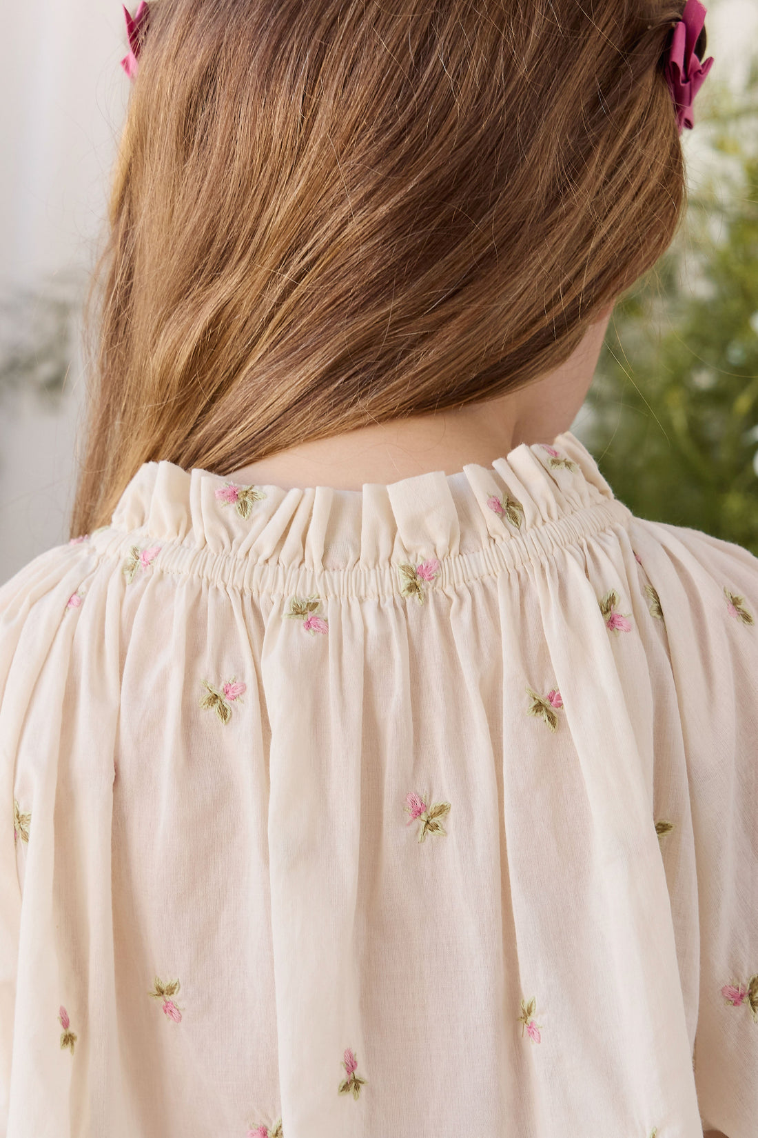 Organic Cotton Acacia Blouse - Rosebud Egret Childrens Top from Jamie Kay USA