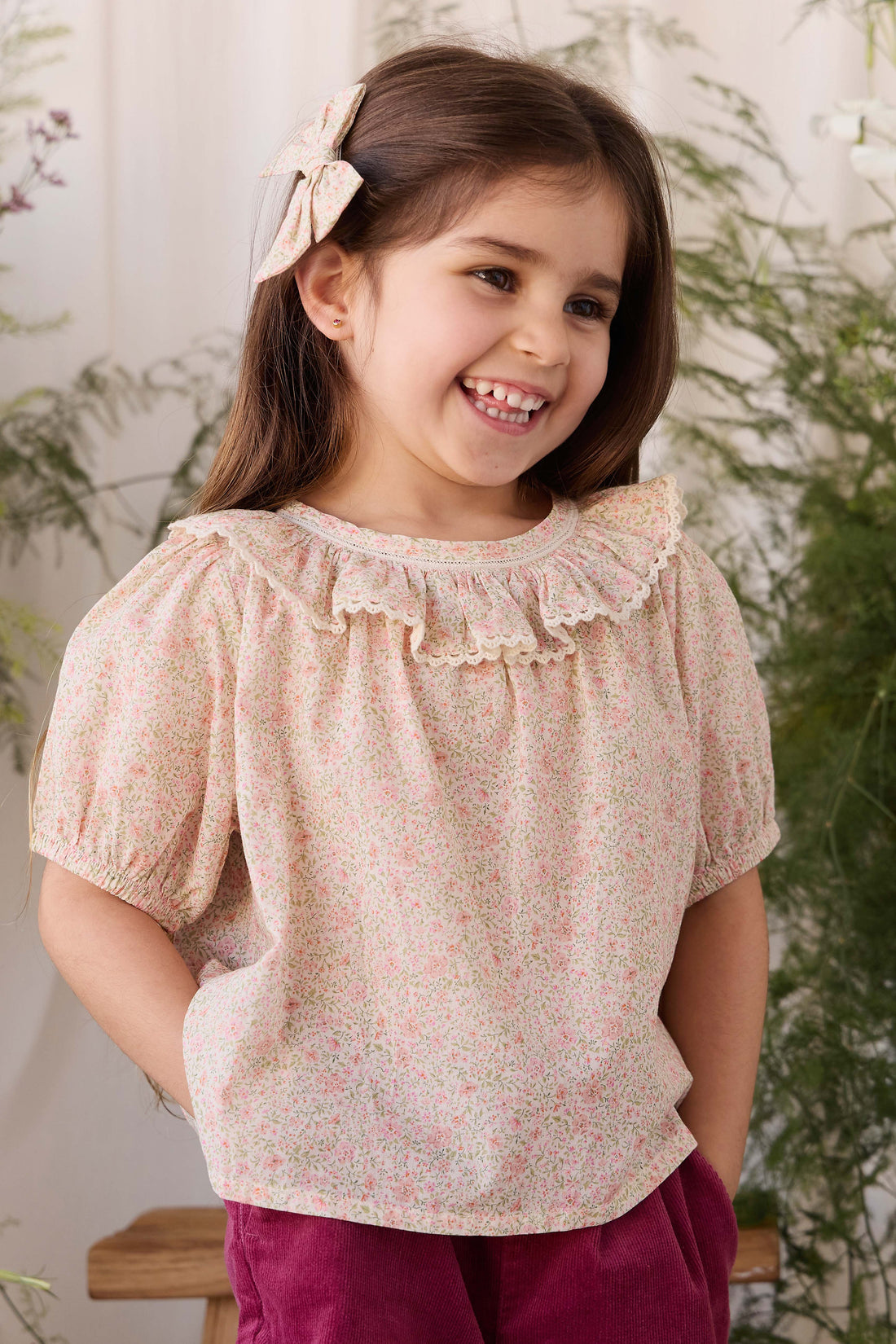 Organic Cotton Misty Top - Flora Pink Childrens Top from Jamie Kay USA