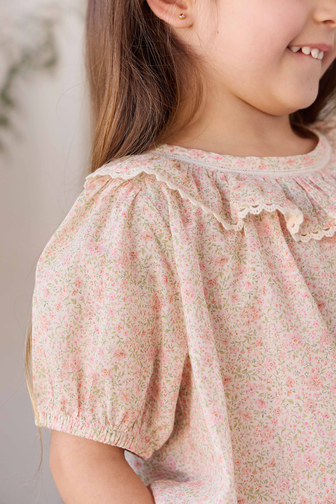 Organic Cotton Misty Top - Flora Pink Childrens Top from Jamie Kay USA
