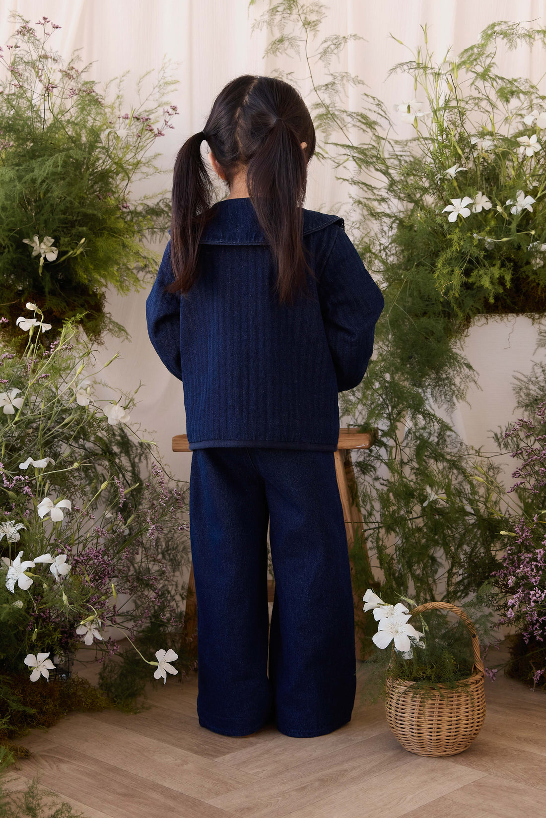 Ines Pant - Deep Sea Denim Orchid Rose Childrens Pants from Jamie Kay USA