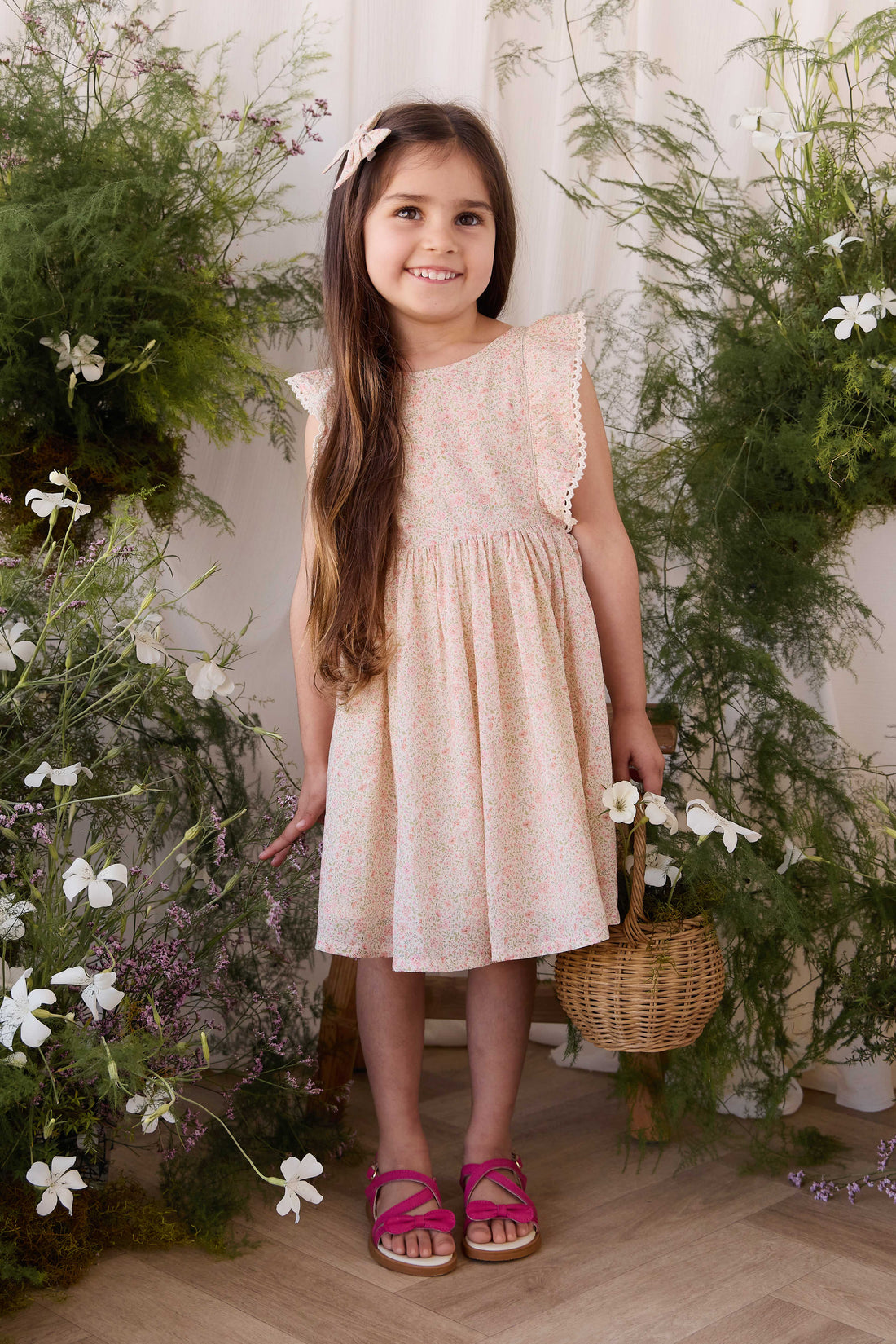Organic Cotton Helene Dress - Flora Pink Childrens Dress from Jamie Kay USA