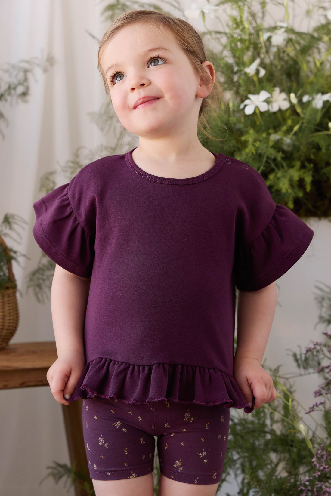 Pima Cotton Courtney Ruffle Top - Fig Childrens Top from Jamie Kay USA