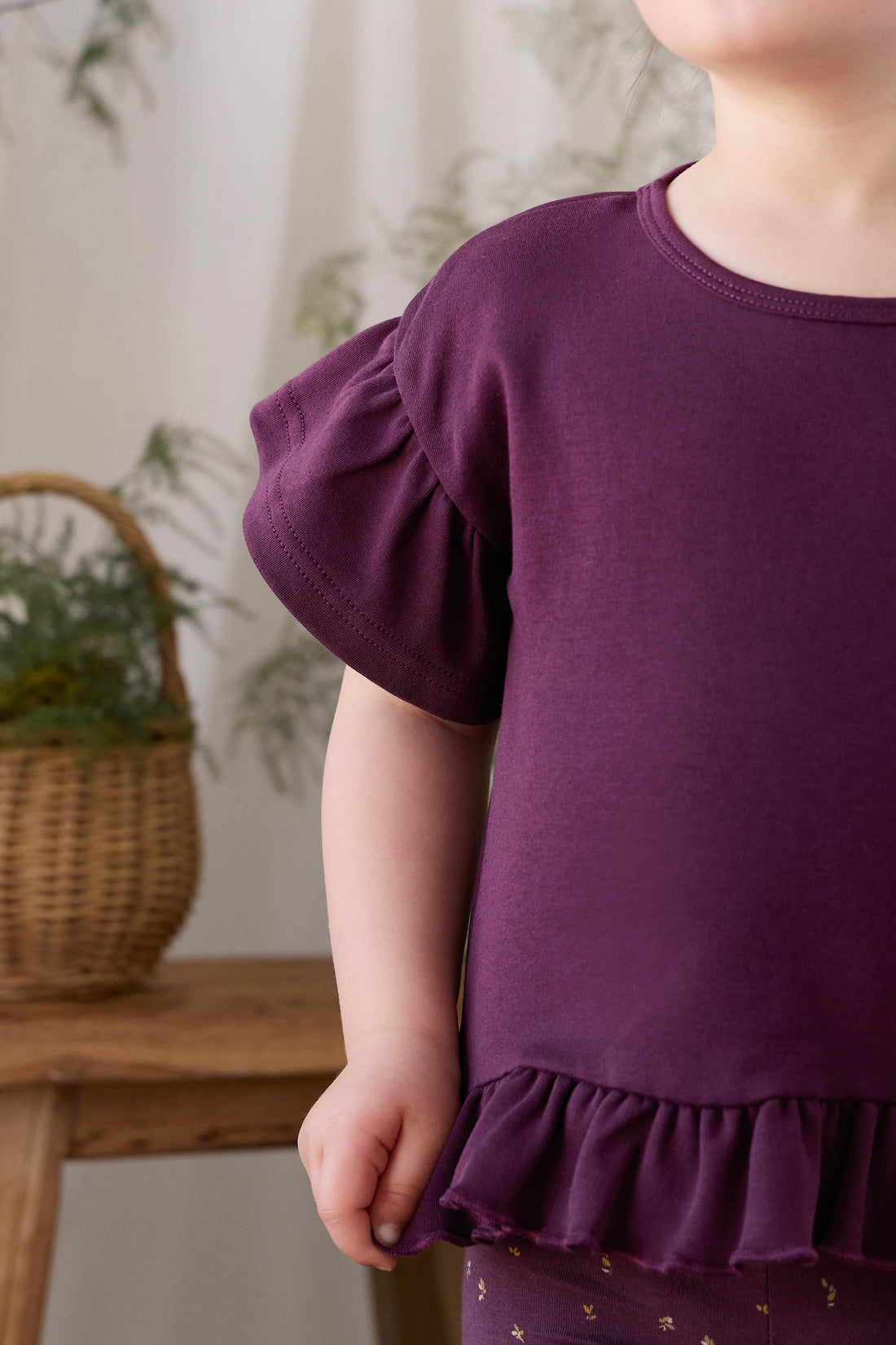 Pima Cotton Courtney Ruffle Top - Fig Childrens Top from Jamie Kay USA