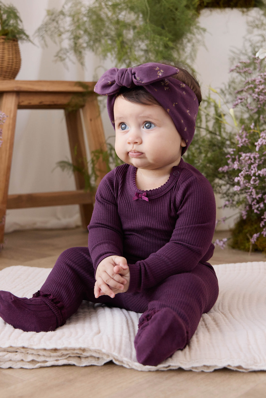 Organic Cotton Modal Maude Bodysuit - Fig Childrens Bodysuit from Jamie Kay USA