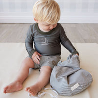 Swim Bag - Fine Vertical Stripe Dark Olive Childrens Swimwear from Jamie Kay USA