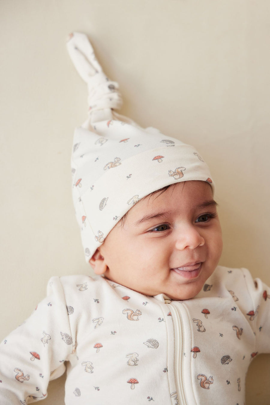 Organic Cotton Knot Beanie - Woodland Friends Childrens Hat from Jamie Kay USA