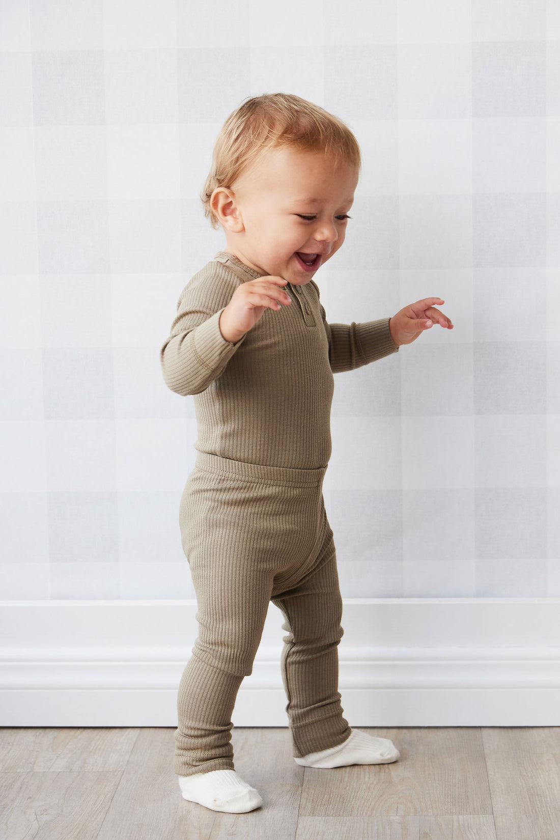 Organic Cotton Modal Elastane Legging - Oak Childrens Legging from Jamie Kay USA