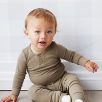 Organic Cotton Modal Long Sleeve Bodysuit - Oak Childrens Bodysuit from Jamie Kay USA