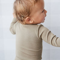 Organic Cotton Modal Long Sleeve Bodysuit - Oak Childrens Bodysuit from Jamie Kay USA