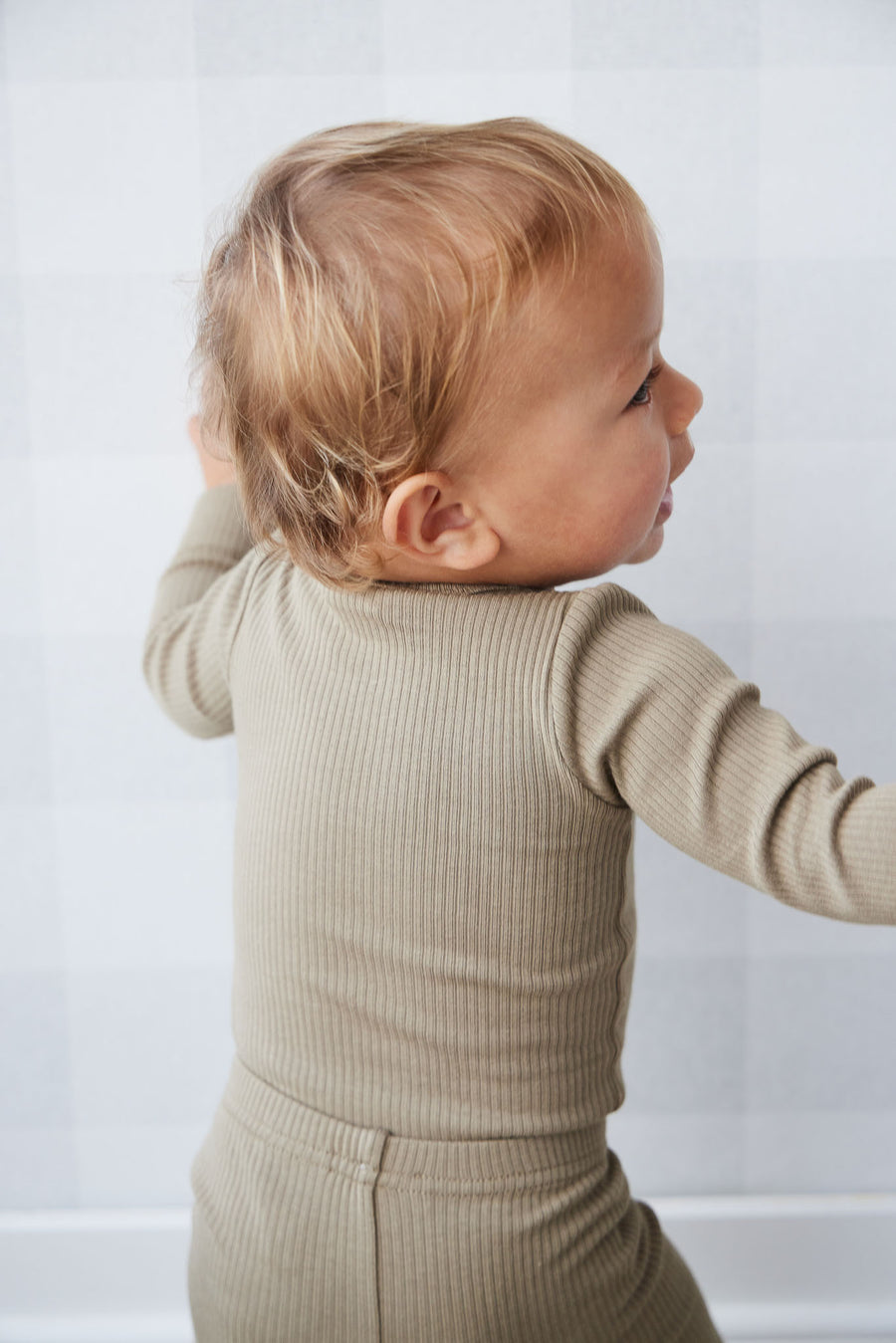 Organic Cotton Modal Long Sleeve Bodysuit - Oak Childrens Bodysuit from Jamie Kay USA