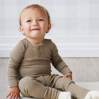 Organic Cotton Modal Long Sleeve Bodysuit - Oak Childrens Bodysuit from Jamie Kay USA