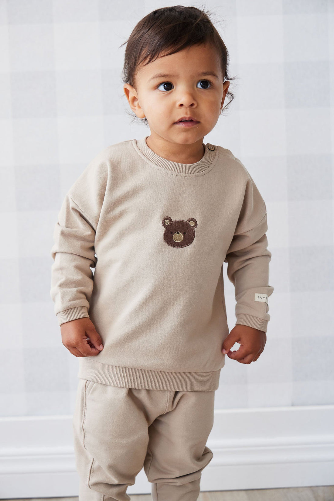 Organic Cotton Damien Sweatshirt - Fawn Bear Childrens Top from Jamie Kay USA