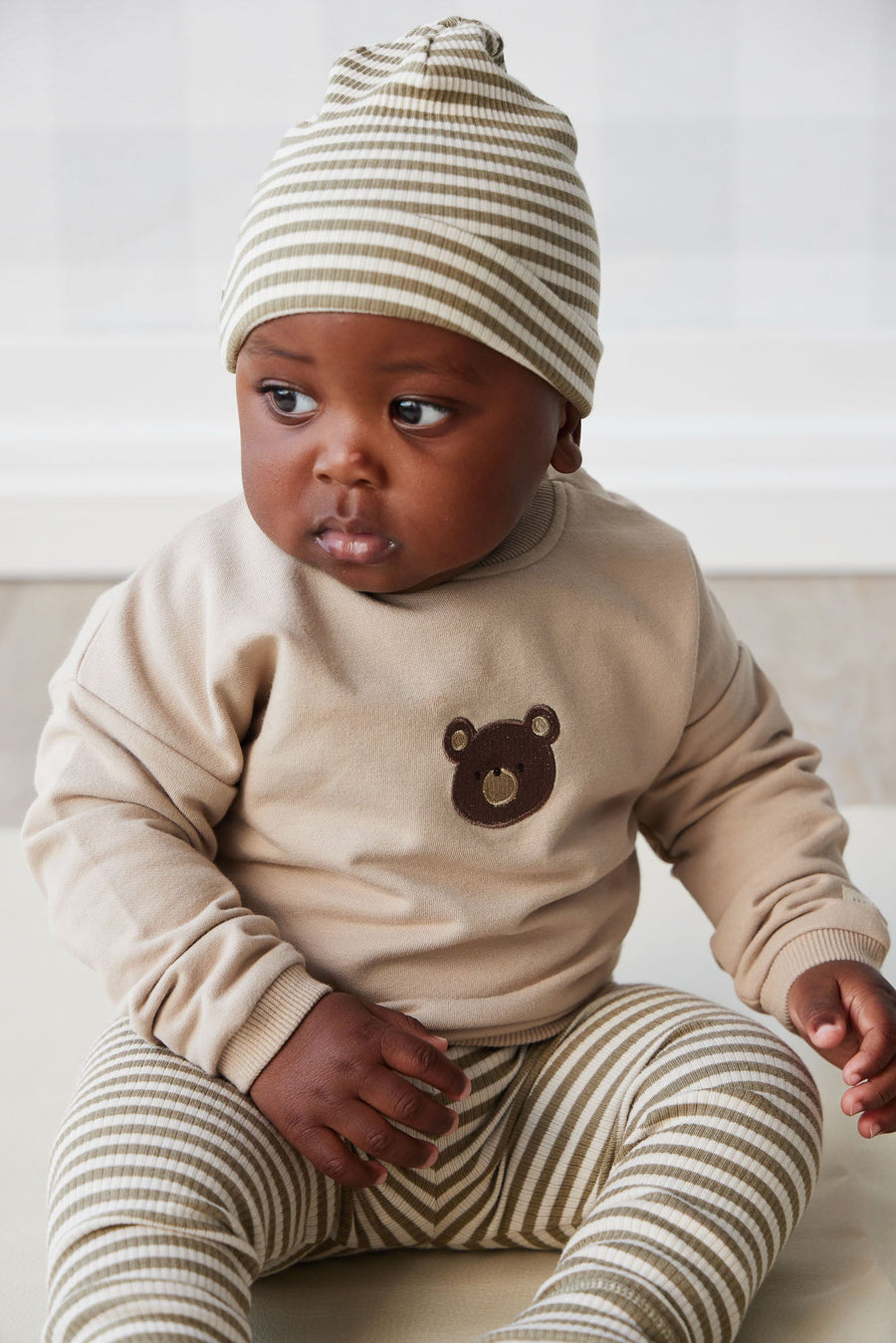 Organic Cotton Damien Sweatshirt - Fawn Bear Childrens Top from Jamie Kay USA