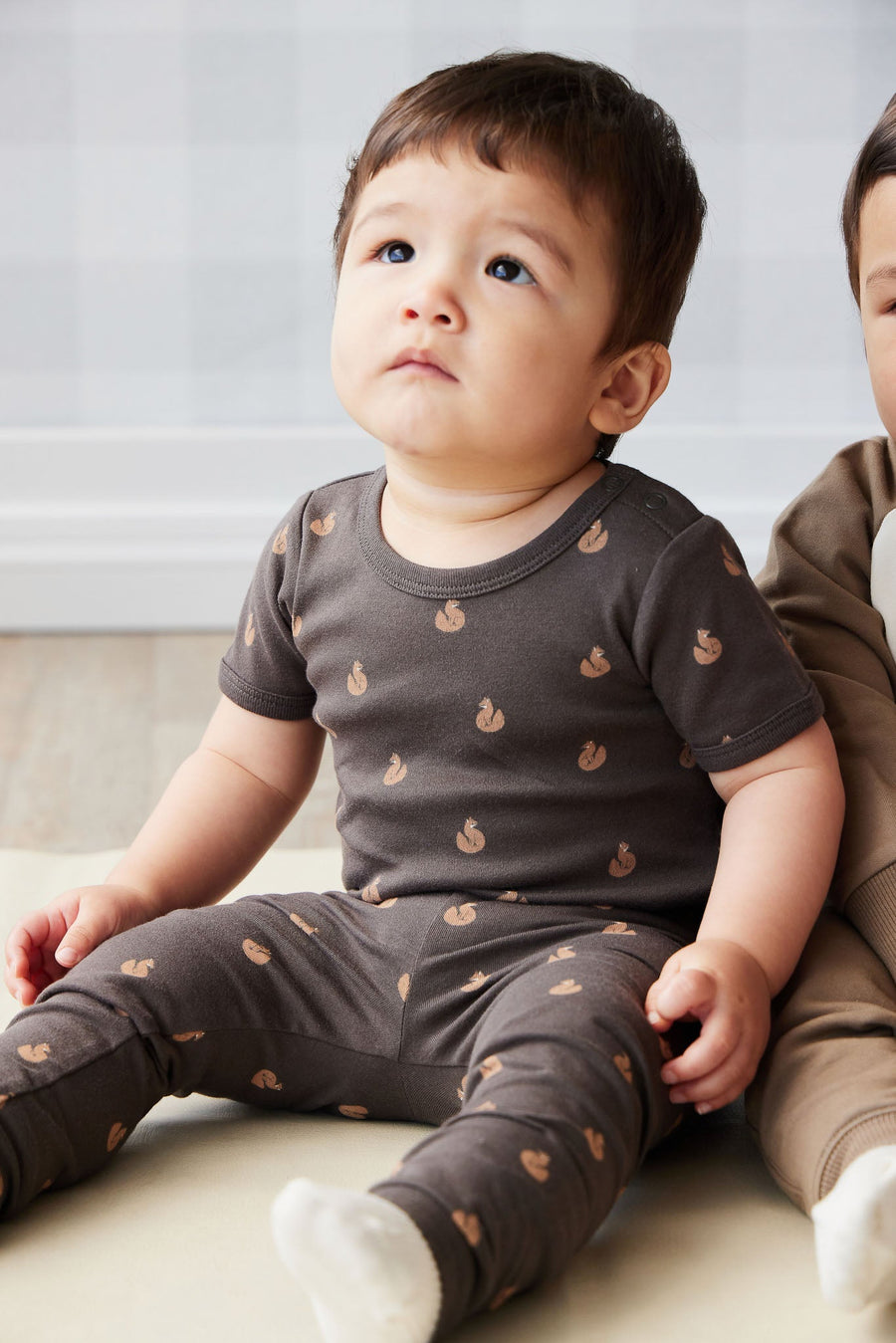 Organic Cotton Hudson Short Sleeve Bodysuit - Fox Cubs Wolf Childrens Bodysuit from Jamie Kay USA