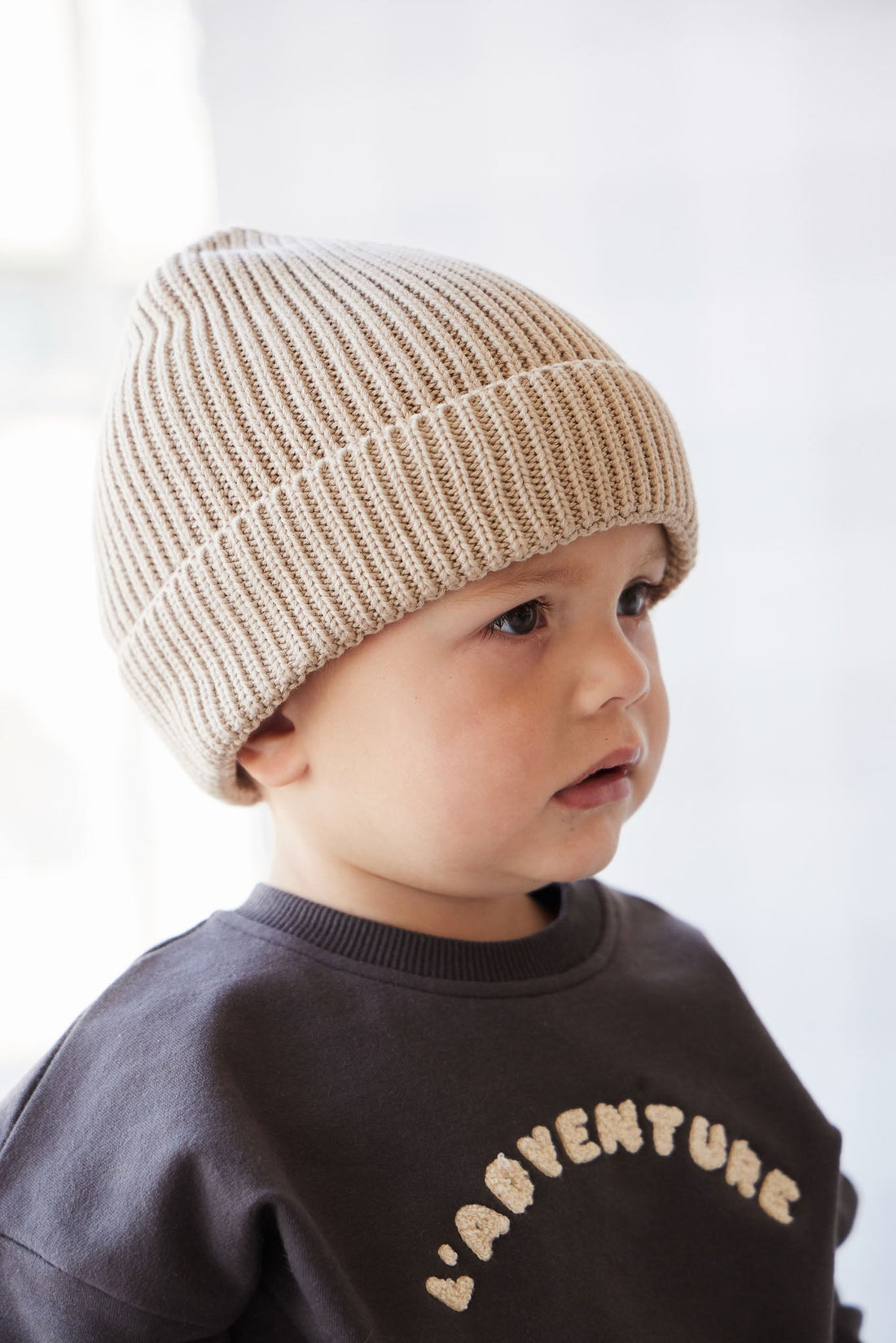 Leon Knitted Beanie - Fawn Childrens Hat from Jamie Kay USA