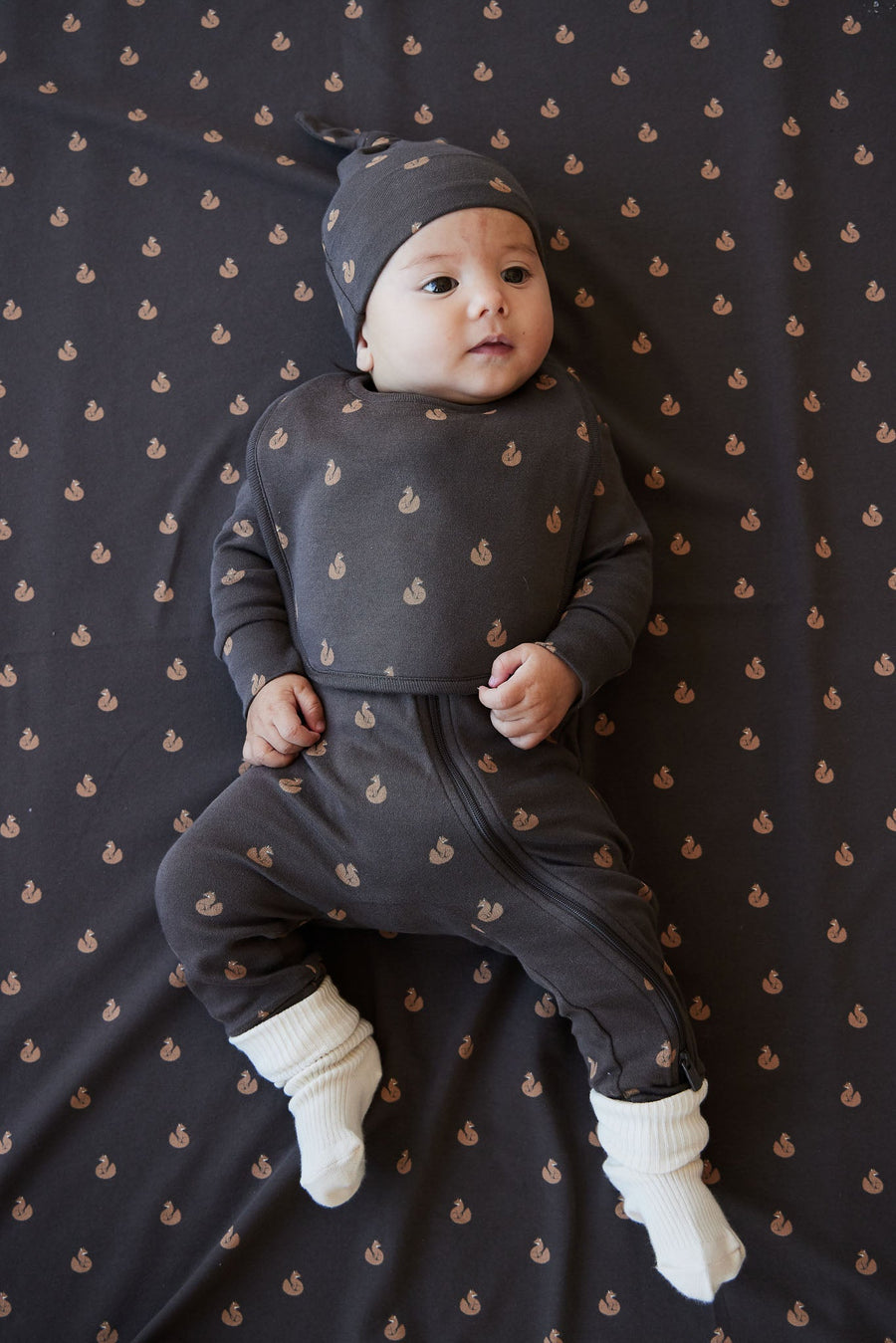 Organic Cotton Reese Zip Onepiece - Fox Cubs Wolf Childrens Onepiece from Jamie Kay USA