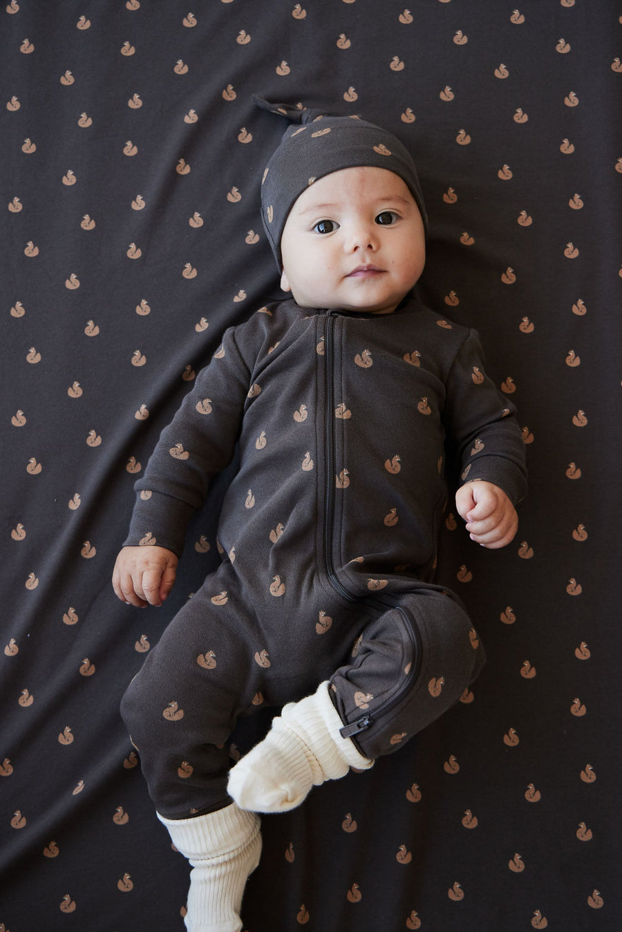 Organic Cotton Reese Zip Onepiece - Fox Cubs Wolf Childrens Onepiece from Jamie Kay USA